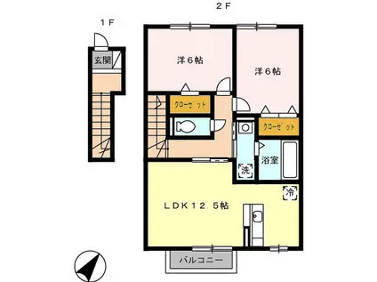 モダンコート藤(1LDK/1階)の間取り写真