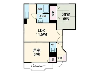 フレイジェⅠ(2LDK/1階)の間取り写真