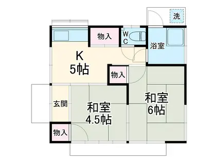 中央本線 相模湖駅 バス乗車時間：18分 道志橋バス停で下車 徒歩10分 1階建 築57年(2K)の間取り写真