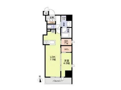 ジオエント中野(1LDK/8階)の間取り写真