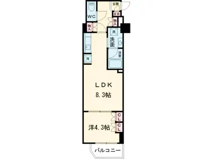 ジオエント中野(1LDK/10階)の間取り写真