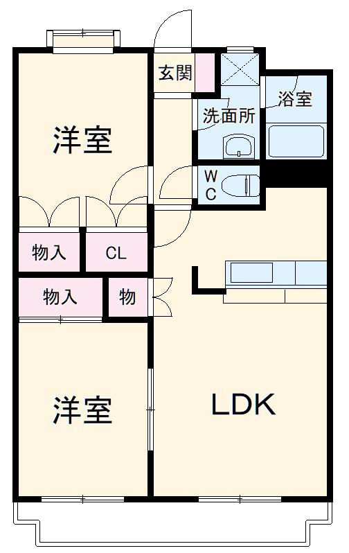VIVERE(2LDK/2階)の間取り写真