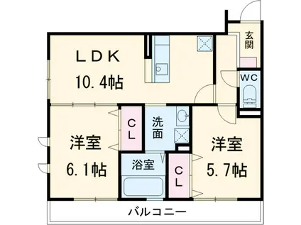 オッツⅢ(2LDK/2階)の間取り写真