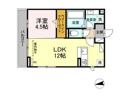 D-SQUARE 湊町II(1LDK/2階)の間取り写真