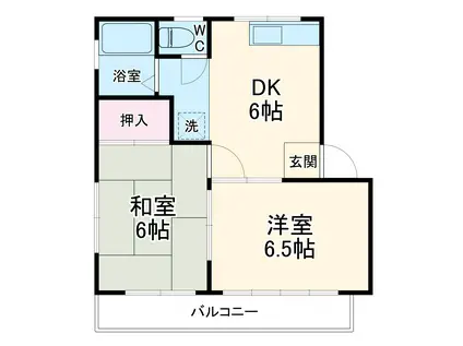 タウンコーポかすみ草(2DK/1階)の間取り写真