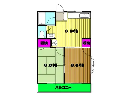 フラワーハイツ(2DK/2階)の間取り写真