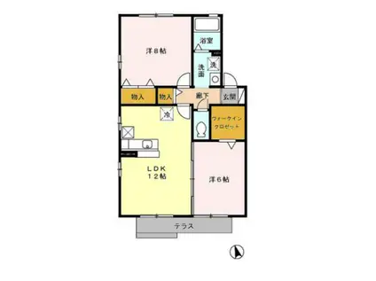 シャルマン松橋 B(2LDK/1階)の間取り写真