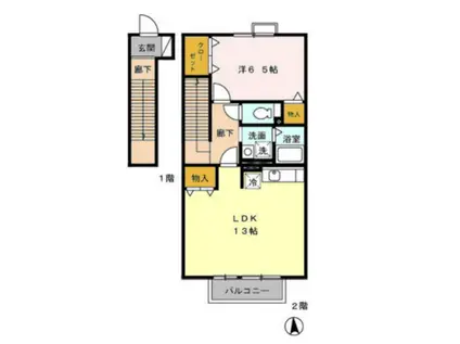 ネオハイツみゆきⅡ(1LDK/2階)の間取り写真