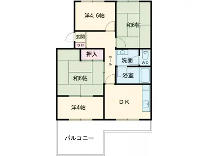 見川マンション(4DK/5階)の間取り写真