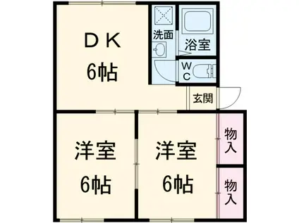 ソファレ小河原 A(2DK/2階)の間取り写真