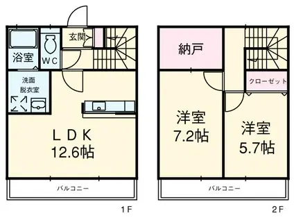 メゾネットサンテン(2LDK)の間取り写真
