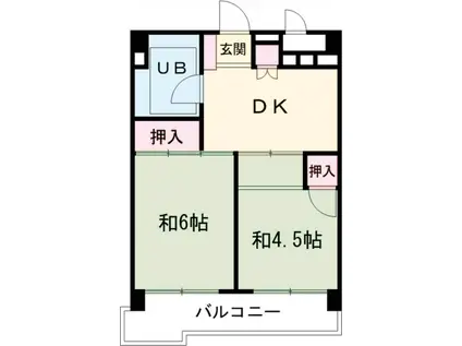 東カン水戸パークハイツ(2DK/4階)の間取り写真