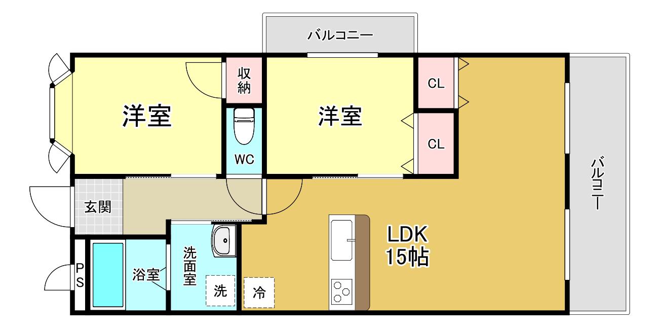 タルイレジデンス(2LDK/5階)の間取り写真