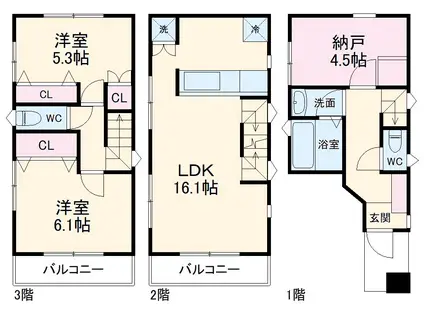 京浜東北・根岸線 蕨駅 徒歩8分 3階建 築6年(3LDK)の間取り写真