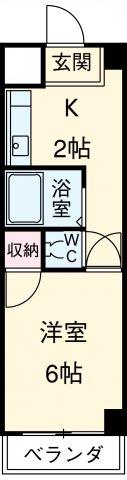 ふぉーとれす星ヶ丘(1K/2階)の間取り写真