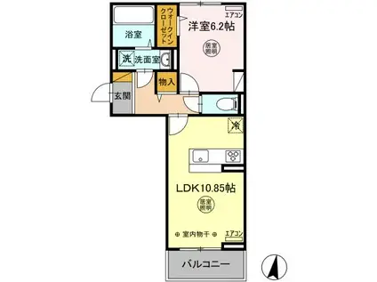 フィオーレ北子安(1LDK/3階)の間取り写真