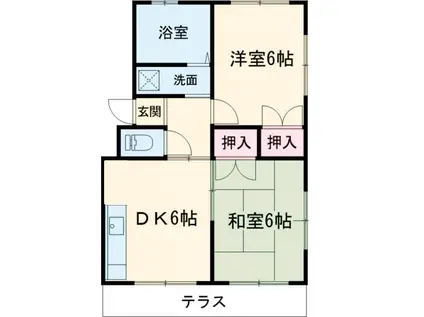 網ノ目コーポ(2DK/1階)の間取り写真