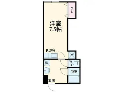 十字ビル(ワンルーム/3階)の間取り写真