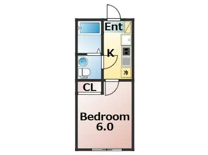 エバーズ若葉(ワンルーム/3階)の間取り写真