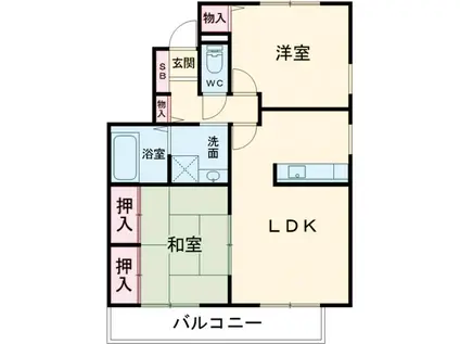 リラ・フカヤツ A棟(2LDK/2階)の間取り写真