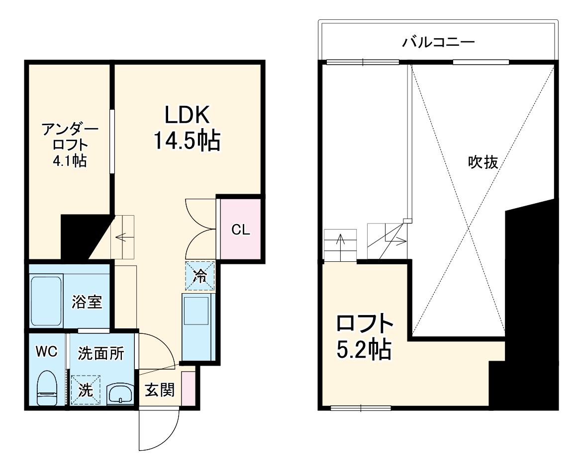 RADIANCE須ヶ口(ワンルーム/1階)の間取り写真