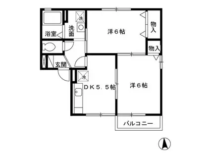 ミンガル(2DK/2階)の間取り写真
