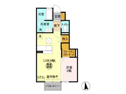 MILLEVAGUE(1LDK/1階)の間取り写真