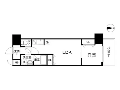 スプランディッド堀江(1LDK/5階)の間取り写真