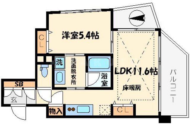 WOB SHINMACHI(1LDK/3階)の間取り写真