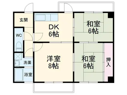 レジデンスみなみB(3DK/3階)の間取り写真