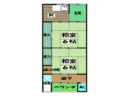松山マンション(2K/2階)の間取り写真