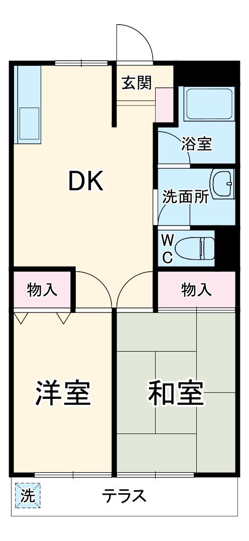 高木第一ビル(2DK/1階)の間取り写真