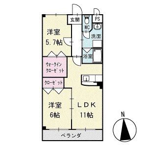 LYON(2LDK/2階)の間取り写真