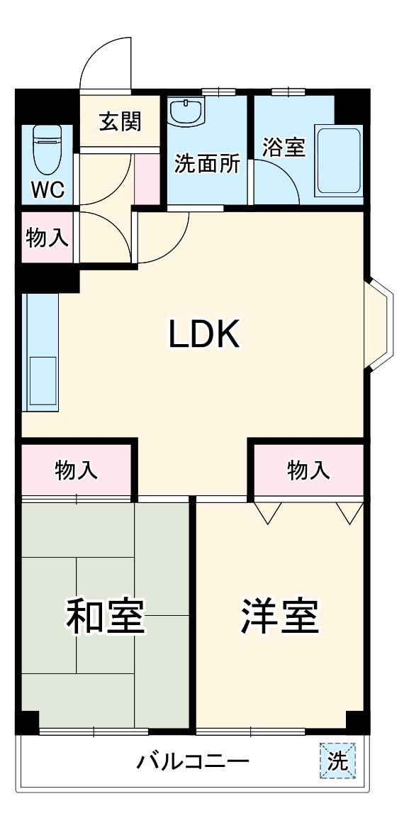 高木第一ビル(2LDK/4階)の間取り写真
