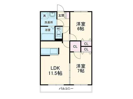 LS RESIDENCE本八幡(2LDK/1階)の間取り写真