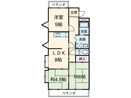 音聞ハイツ(3DK/2階)の間取り写真