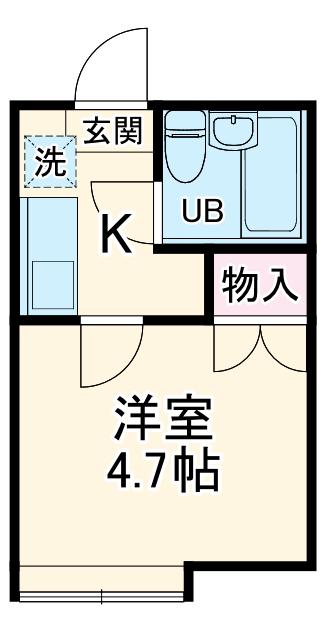 リバーパーク一之江A(1K/1階)の間取り写真
