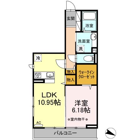 MARIO KⅡ(1LDK/1階)の間取り写真