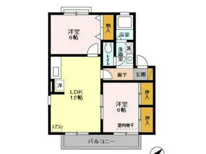 エクセルB棟(2LDK/2階)の間取り写真