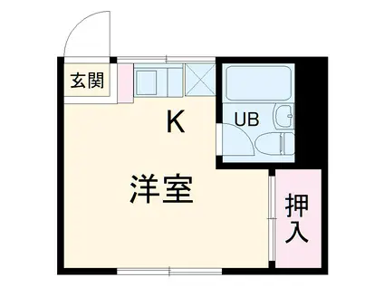 プランタンⅡ(ワンルーム/1階)の間取り写真