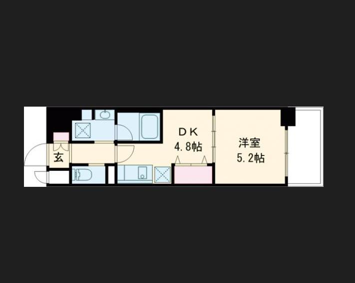 アスヴェル京都四条西院(1DK/2階)の間取り写真