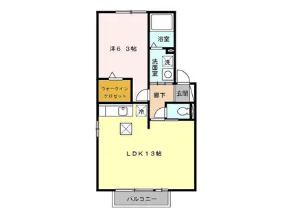 メゾン四季彩 B(1LDK/1階)の間取り写真