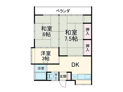 コーポ君寿(3DK/2階)の間取り写真