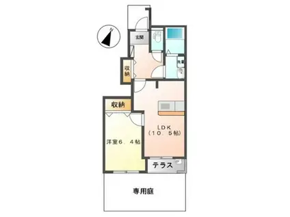 キーペットアメニティⅠ(1LDK/1階)の間取り写真