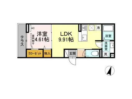 エクセリア若宮(1LDK/2階)の間取り写真