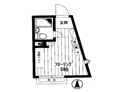 第三通南ハウス(ワンルーム/2階)の間取り写真