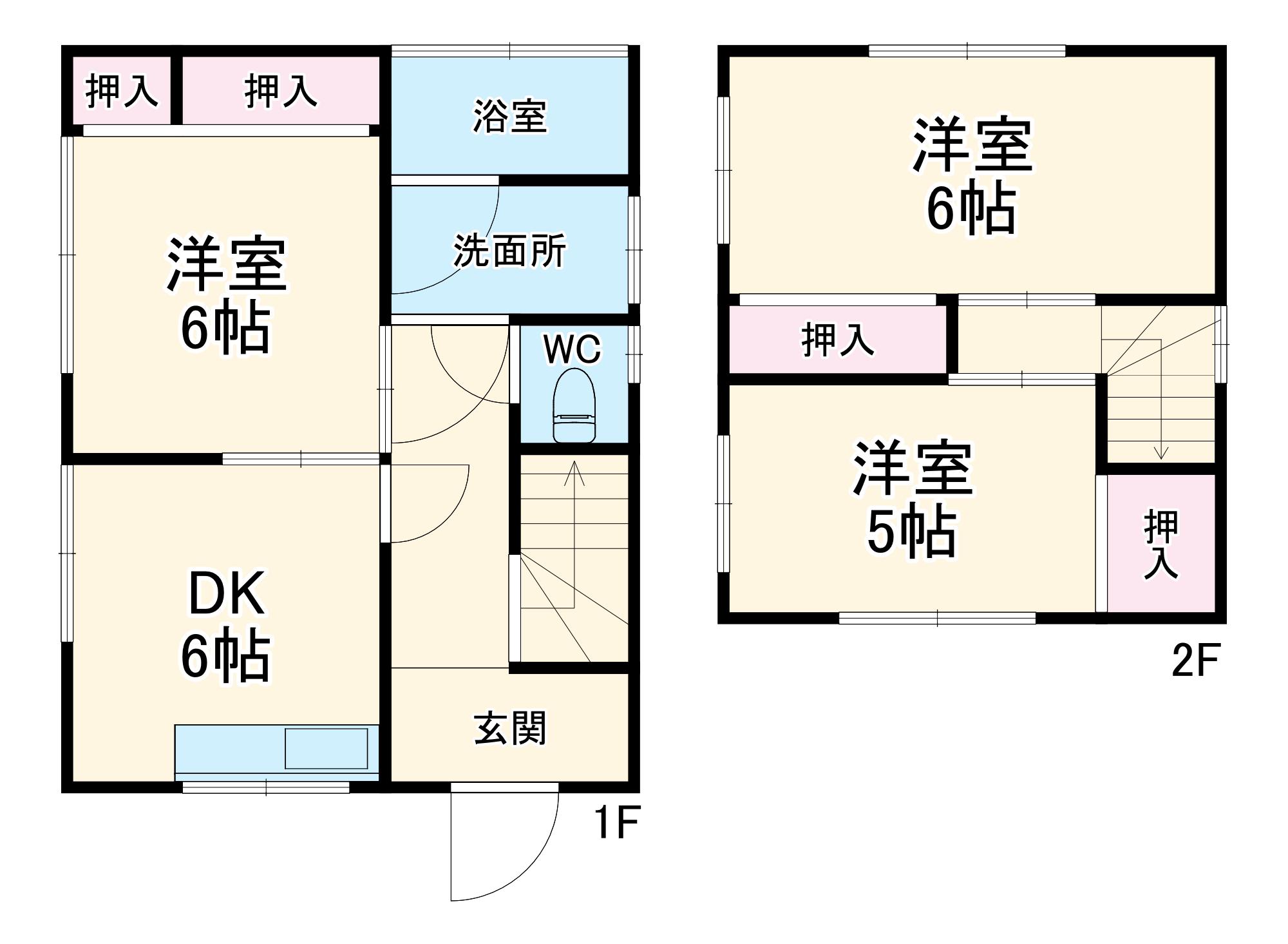 京成電鉄本線 志津駅 徒歩5分 2階建 築53年(3DK)の間取り写真