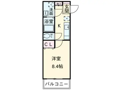 アヴニールT(1K/1階)の間取り写真