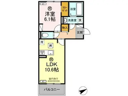ROSE COURT(1LDK/1階)の間取り写真