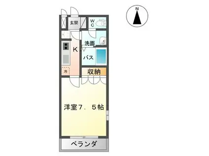 グローリーⅠ(1K/2階)の間取り写真